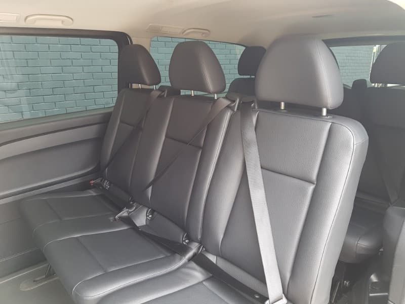 Rear passenger bench seats inside a Mercedes Vito minibus